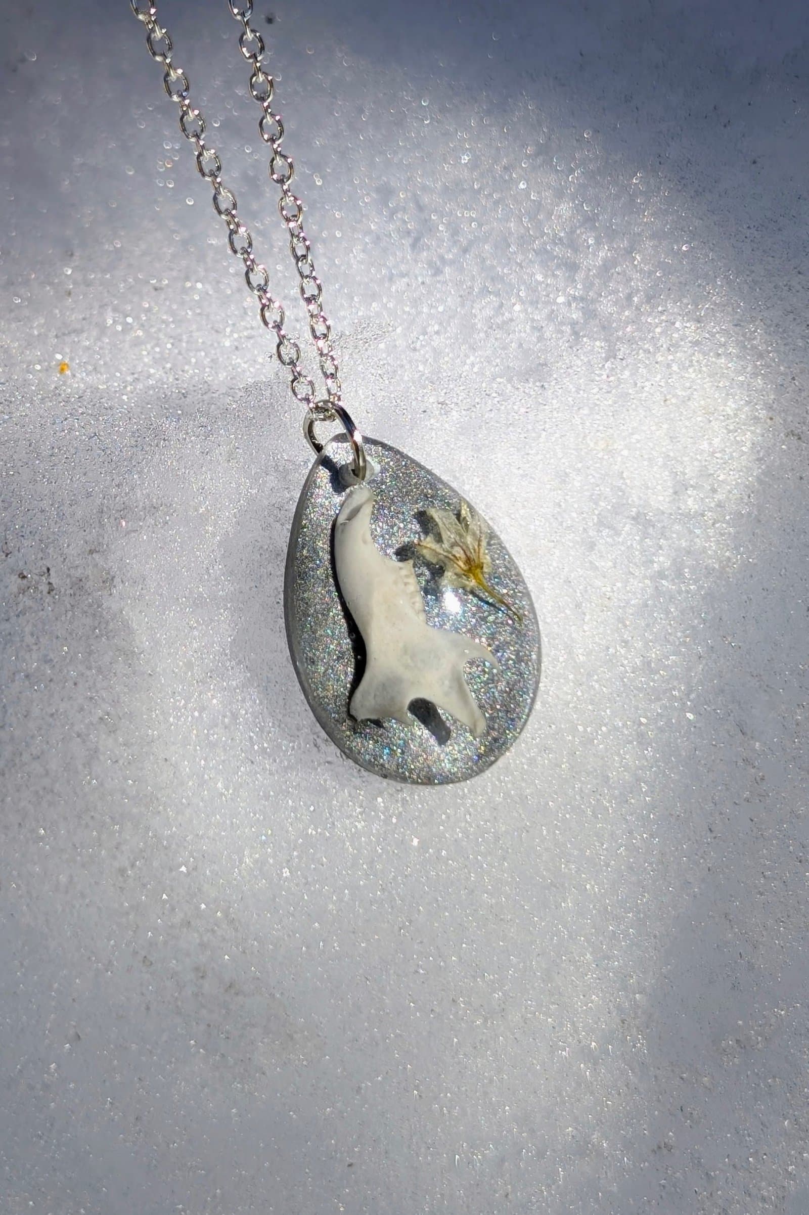 Mouse Jaw & Allium Flower in Resin